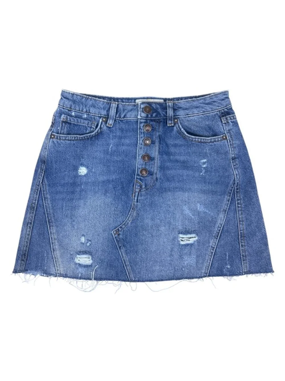 NWT We The Free Denim Mini Skirt Sz 26 Distressed Jean Skirt Blue Streetwear